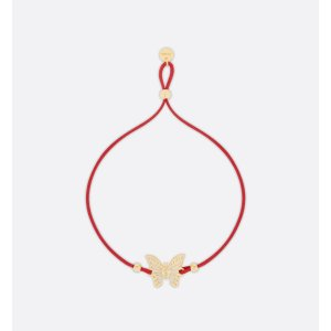 Dior elita Bracelet Gold-Finish Metal and Red Cotton