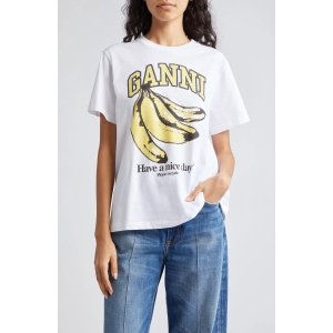 Ganni Basic Banana Organic Cotton Graphic T-Shirt
