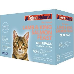 Feline Natural Lamb & King Salmon Grain-Free Wet Cat Food, 3-oz pouch, case of 12