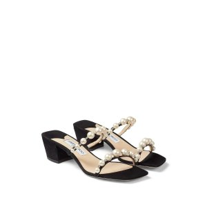 Jimmy Choo Amara 45mm pearl-embellished mules