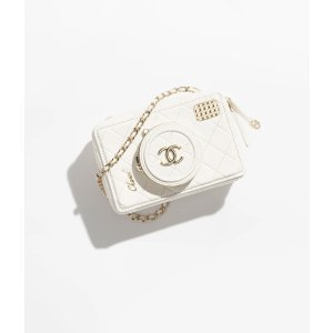 Chanel Camera Bag Lambskin & Gold-Tone Metal White