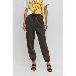 HUGO Cotton-terry tracksuit bottoms with seasonal motifs