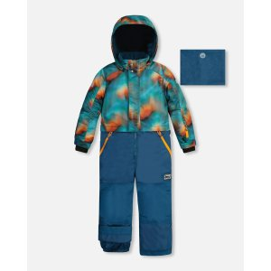 One Piece Snowsuit Deep Teal With Water Colour Gradient