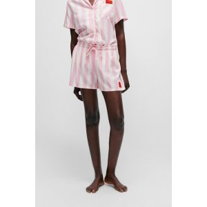 HUGO Patterned pajama shorts with red logo label
