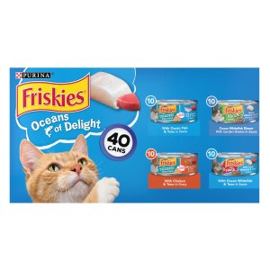 Friskies Oceans of Delight wet Cat Food Variety Pack, 5.5 oz., Count of 40