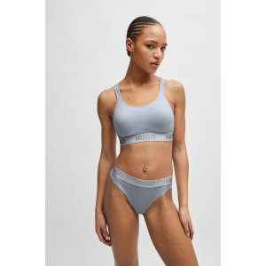 HUGO Crossed-back bralette in stretch cotton with logo band