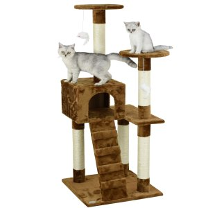 Go Pet Club Brown 52" Cat Tree Condo with Ladder