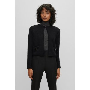 BOSS Open-front cardigan with buttoned pockets