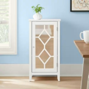 StyleWell Brisa Bright White Accent Cabinet with Single Mirrored Door