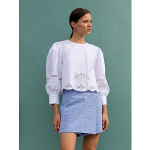 French Connection Alissa Cotton Broderie Top
