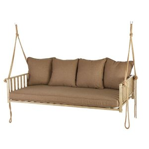 Hampton Bay Cane Patio Outdoor Patio Swing with Square Back CushionGuard Cushions