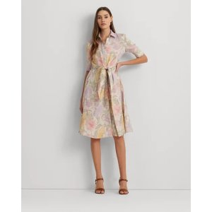 Ralph Lauren Floral Tie-Front Linen Shirtdress
