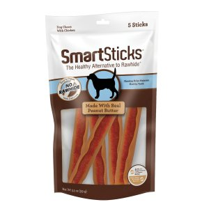 SmartBones SmartSticks Chicken & Peanut Butter No-Rawhide Dog Chews, 3.5 oz., Count of 5