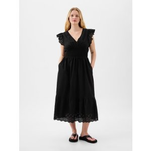 Gap Eyelet Flutter Sleeve Midi Dress