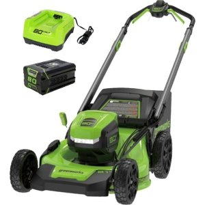 Greenworks - Refurbished 80V 21" Self-Propelled Lawn Mower (1 x 4.0 Ah Battery and 1 x Charger) - Green