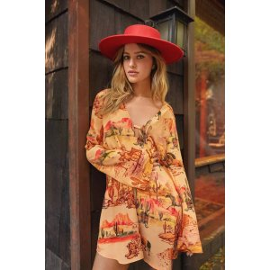 Rodeo Plunge Smock Mini Dress