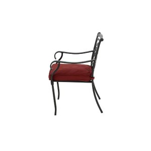 Home Decorators Collection Oakshire Park Cushioned Aluminum Outdoor Dining Chairs with Red Cushions (2-Pack)