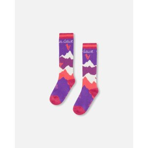 Ski Socks In Lavender With Graphic
