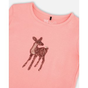 Long Sleeve T-Shirt With A Glittering Deer