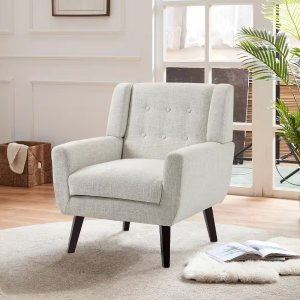 Beige Linen Arm Chair (Set of 1)