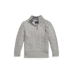 Ralph Lauren Cable-Knit Cotton Quarter-Zip Sweater