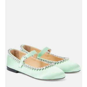 Mach & Mach Audrey embellished satin Mary Jane flats