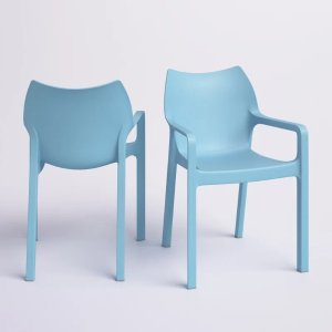Hashtag Home Adrian Outdoor Stacking Dining Armchair (Set of 2)