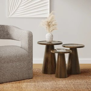 Joss & Main Jean Solid Wood Tray Top Nesting Tables