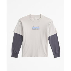 Abercrombie & Fitch long-sleeve twofer print logo tee