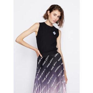 Iridescent patch recycled knit sleeveless top