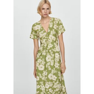 Mango Printed cut-out detail dress