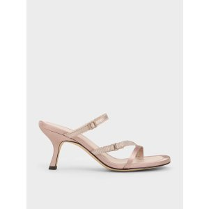 Charles & Keith Satin Strappy-Lace Thong Sandals - Nude