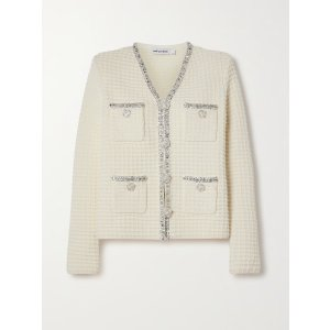 Self-Portrait Embellished boucle-knit cardigan