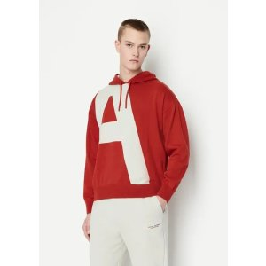 Macro logo pure cotton hooded sweatshirt