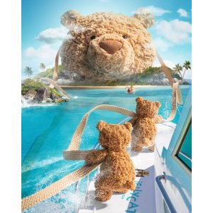Jellycat Bartholomew Bear Bag Purse with Zip Top, Gifts for Kids Girls Tweens and Teens