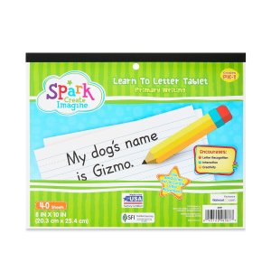 Learn to Letter Writing Tablet Pad, Grades PK-1, 40 Pages, Journal, 10" x 8" (48087)
