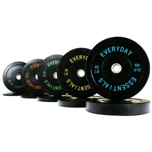 Balancefrom Olympic Bumper Plate Weight Plate with Steel Hub, Black, 260 lbs Set