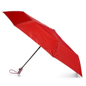 Totes One-Touch Auto Open Close Rain Umbrella with Sunguard Red