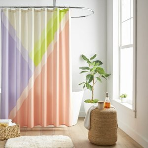 MAINSTAYS Colorblock Shower Curtain Multi, Redycled Polyester