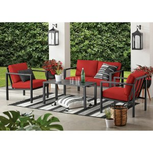 MAINSTAYS Dashwood 4-Piece Outdoor Patio Conversation Set, Seats
