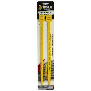Duck Max Strength Yellow Reusable Tie Straps, 2 Pack, 14 in