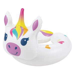 White Unicorn Split Inflatable Swim Ring Pool Float for Kids, Ages 3 to 6, Unisex