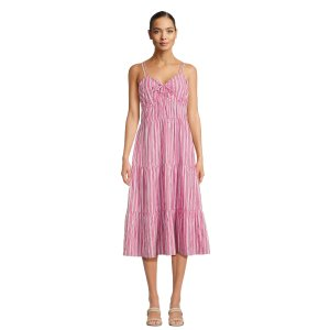 Time and Tru Women's Cross Back Dress with Tiered Skirt, Sizes XS-XXXL