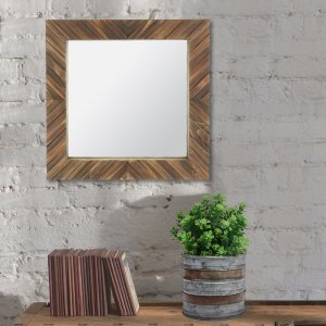Better Homes & Gardens Wood Square Hanging 16" Wall Mirror