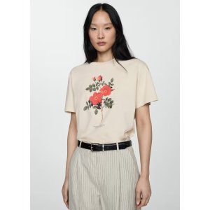 Mango Printed cotton-blend t-shirt