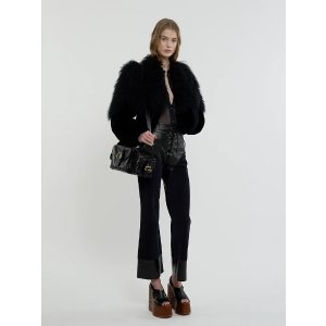 Chloe Lace-up flared patchwork pants in leather