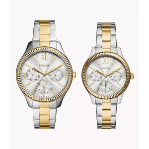 Fossil His and Hers Multifunction Two-Tone Stainless Steel Watch Set