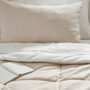 Ikea HEDFRYLE Comforter set, white/beige, Full/Queen