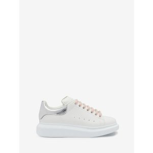 Alexander McQueen Women's Oversized Sneaker in White/silver