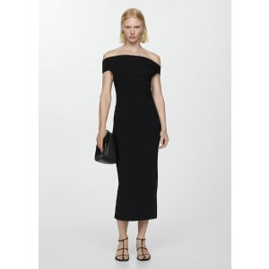 Mango Off-the-shoulder draped dress